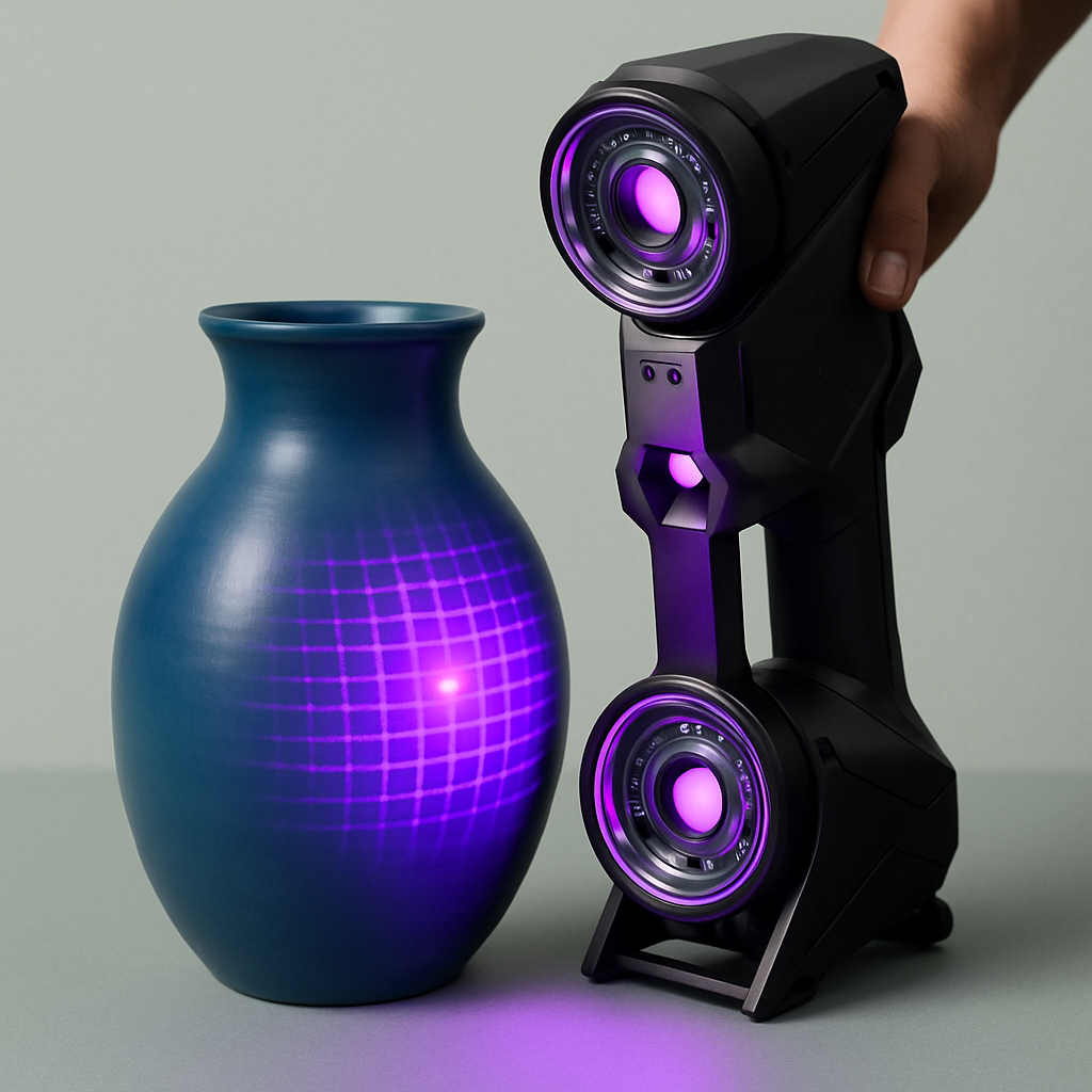 Wizualizacja poglądowa stworzona przez AI. Jest to wazon skanowany przez skaner 3d